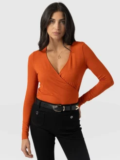 Rosa Wrap Tee Long Sleeve - Amber