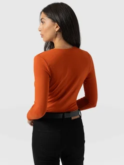 Rosa Wrap Tee Long Sleeve - Amber
