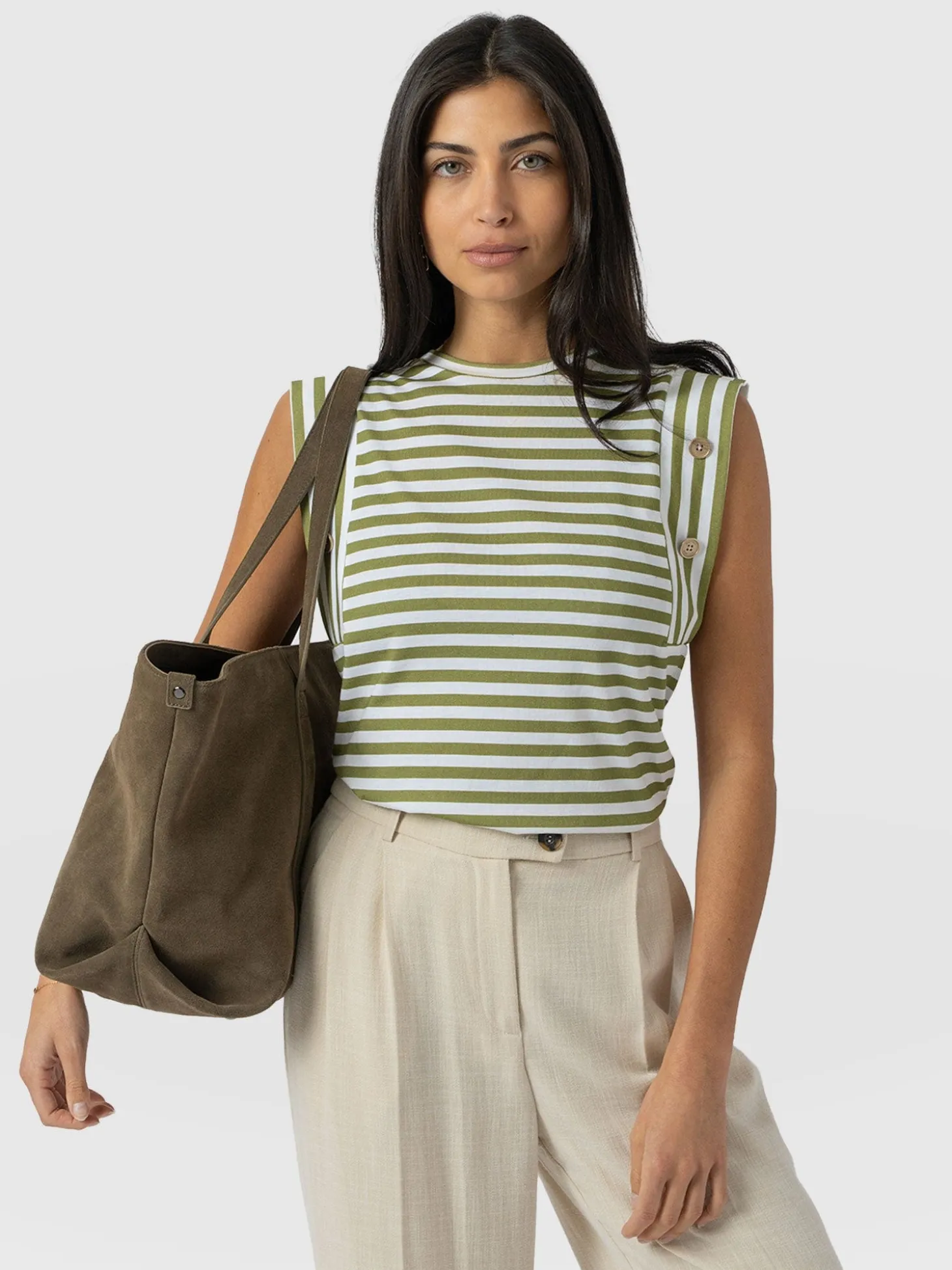 Rowan Tee - Green Stripe