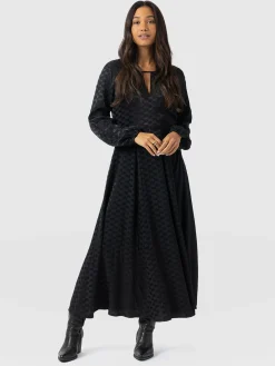 Ruby Flare Maxi Dress - Black Jacquard