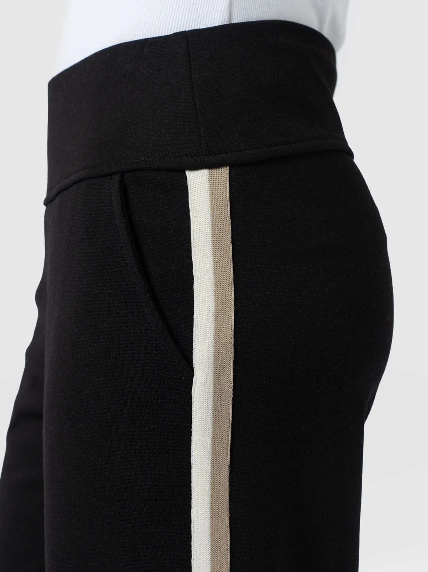Runway Pant - Black - Cream/Beige Stripe