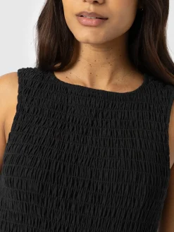 Sadie Shirring Dress - Black