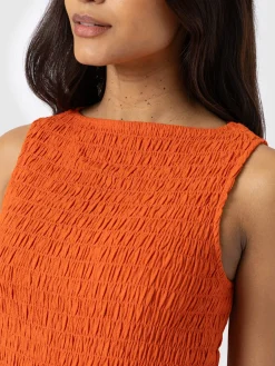 Sadie Shirring Dress - Burnt Orange