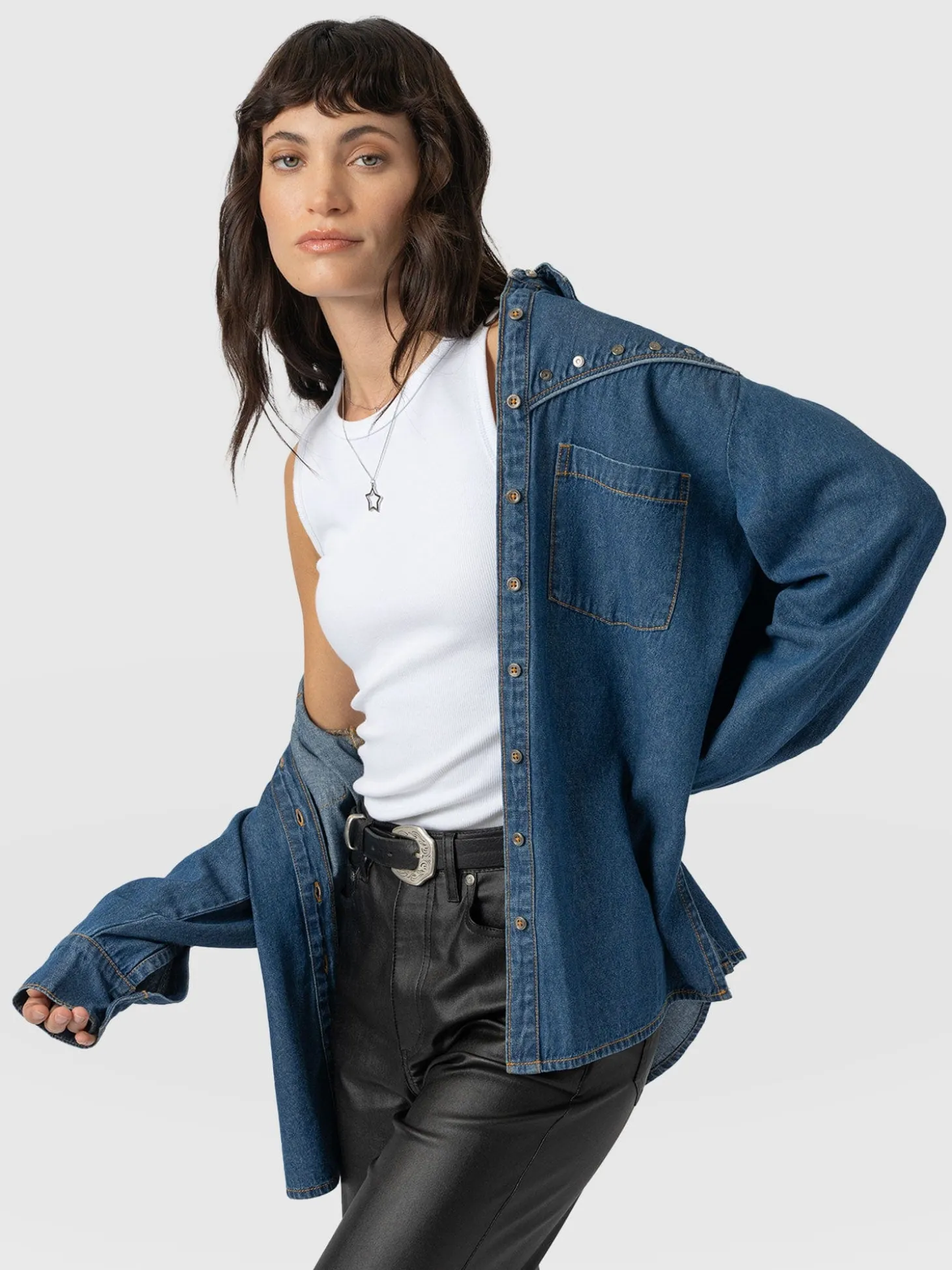 Sidney Denim Shirt - Mid Blue