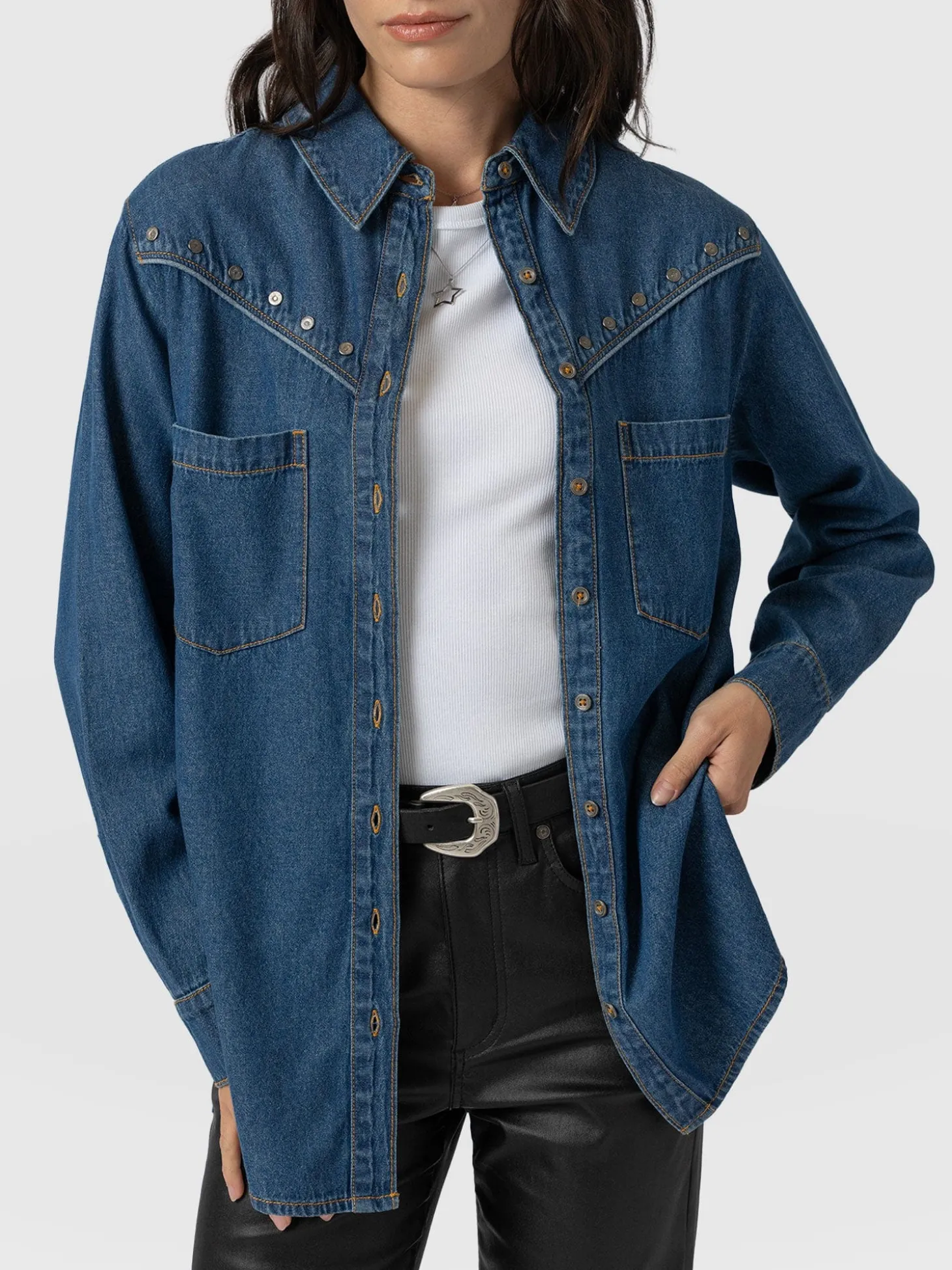 Sidney Denim Shirt - Mid Blue