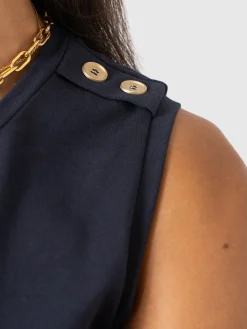 Sleeveless Runway Maxi Dress - Navy