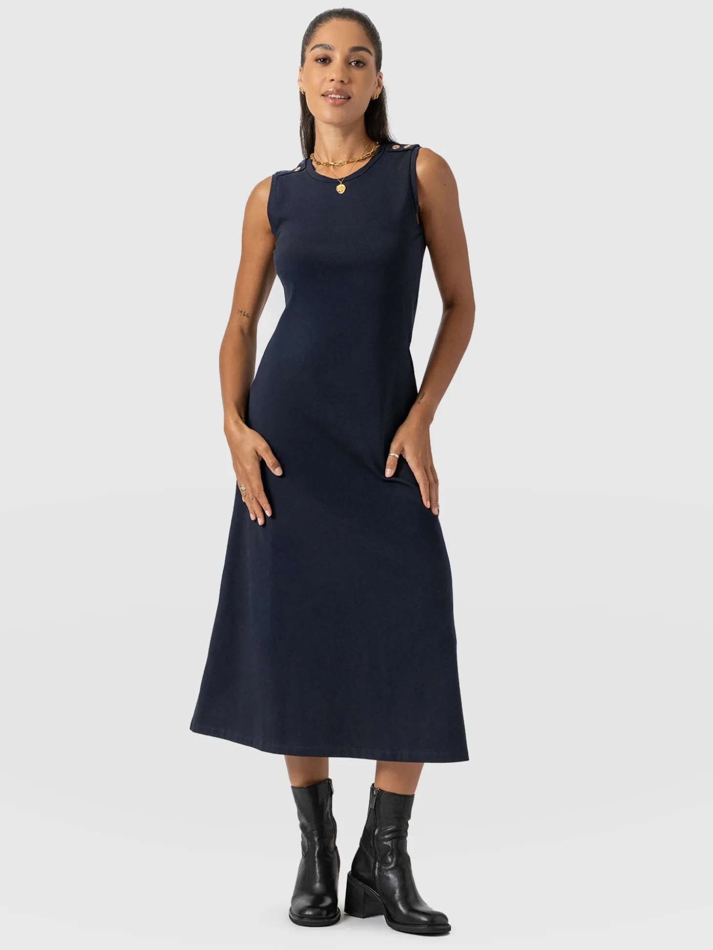 Sleeveless Runway Maxi Dress - Navy