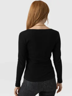 Sloane Ribbed Top - Black
