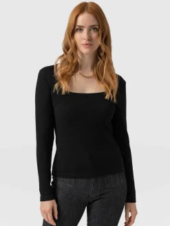 Sloane Ribbed Top - Black