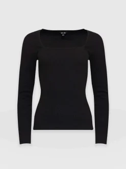 Sloane Ribbed Top - Black