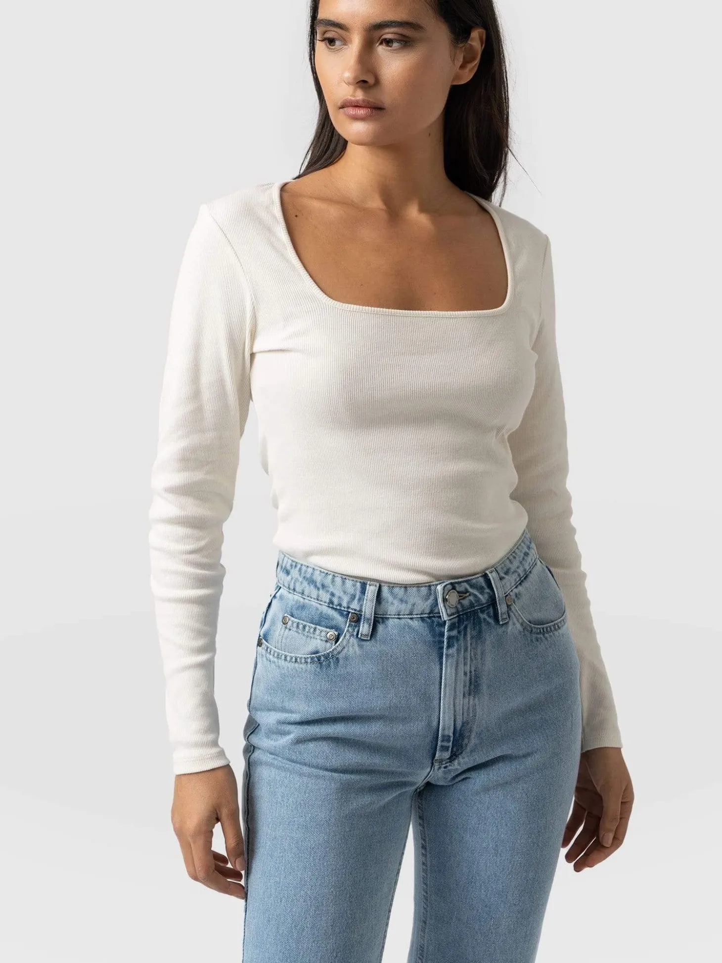 Sloane Ribbed Top - Cream