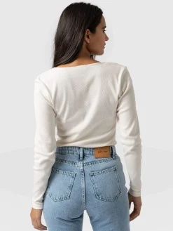 Sloane Ribbed Top - Cream