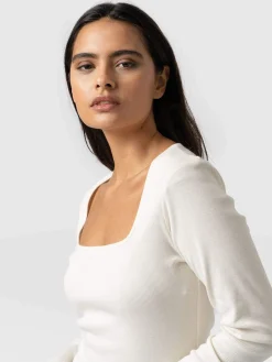 Sloane Ribbed Top - Cream