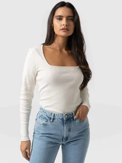 Sloane Ribbed Top - Cream