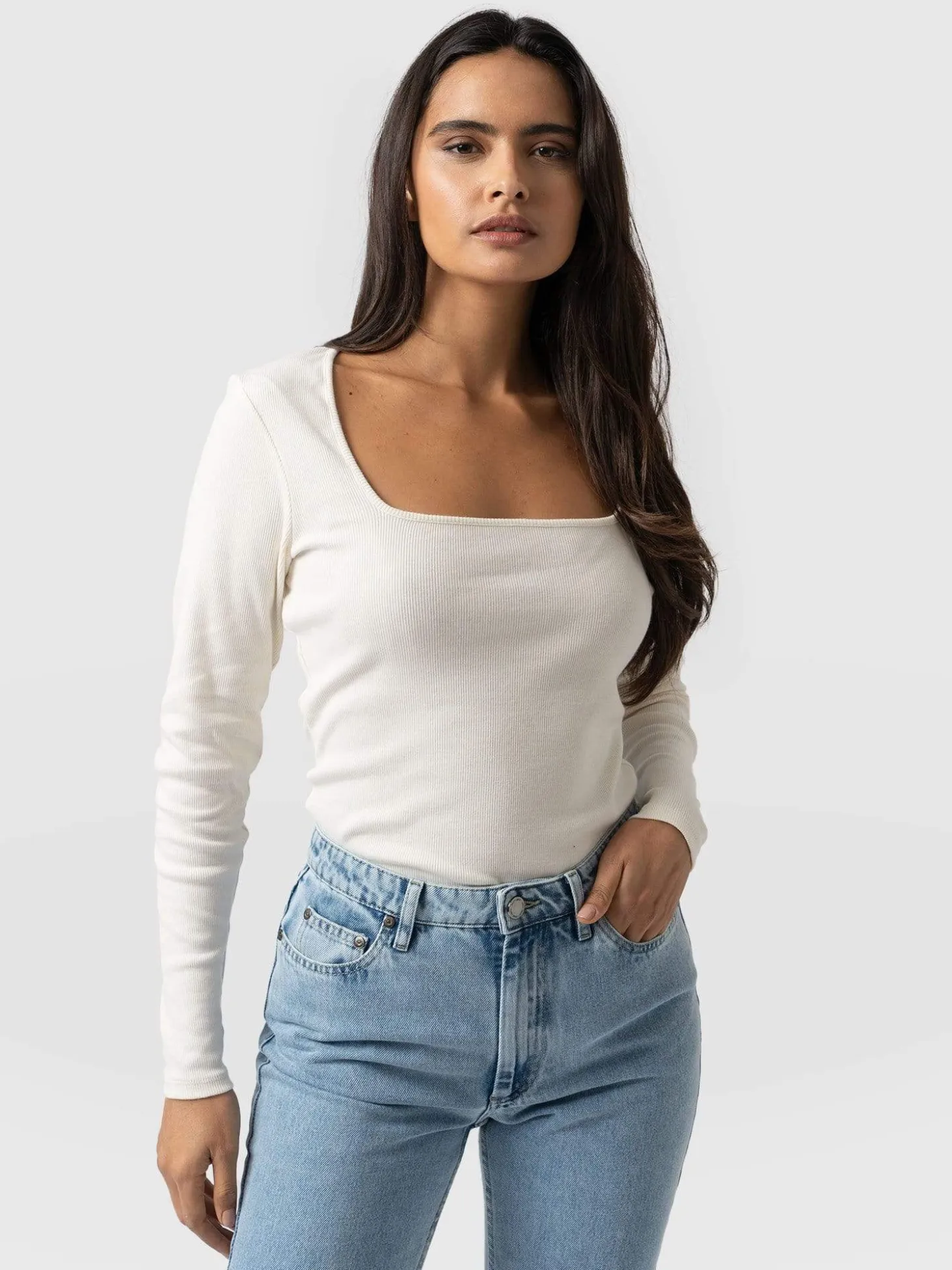 Sloane Ribbed Top - Cream