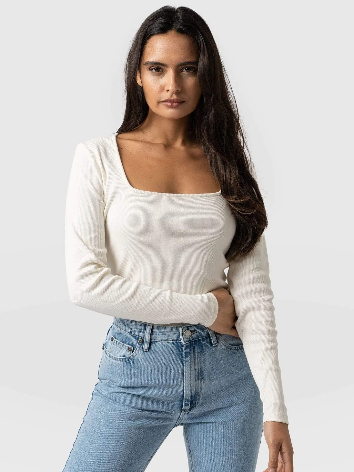Sloane Ribbed Top - Cream