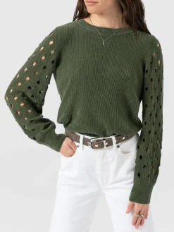 Suki Lace Hole Knit - Green