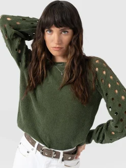 Suki Lace Hole Knit - Green