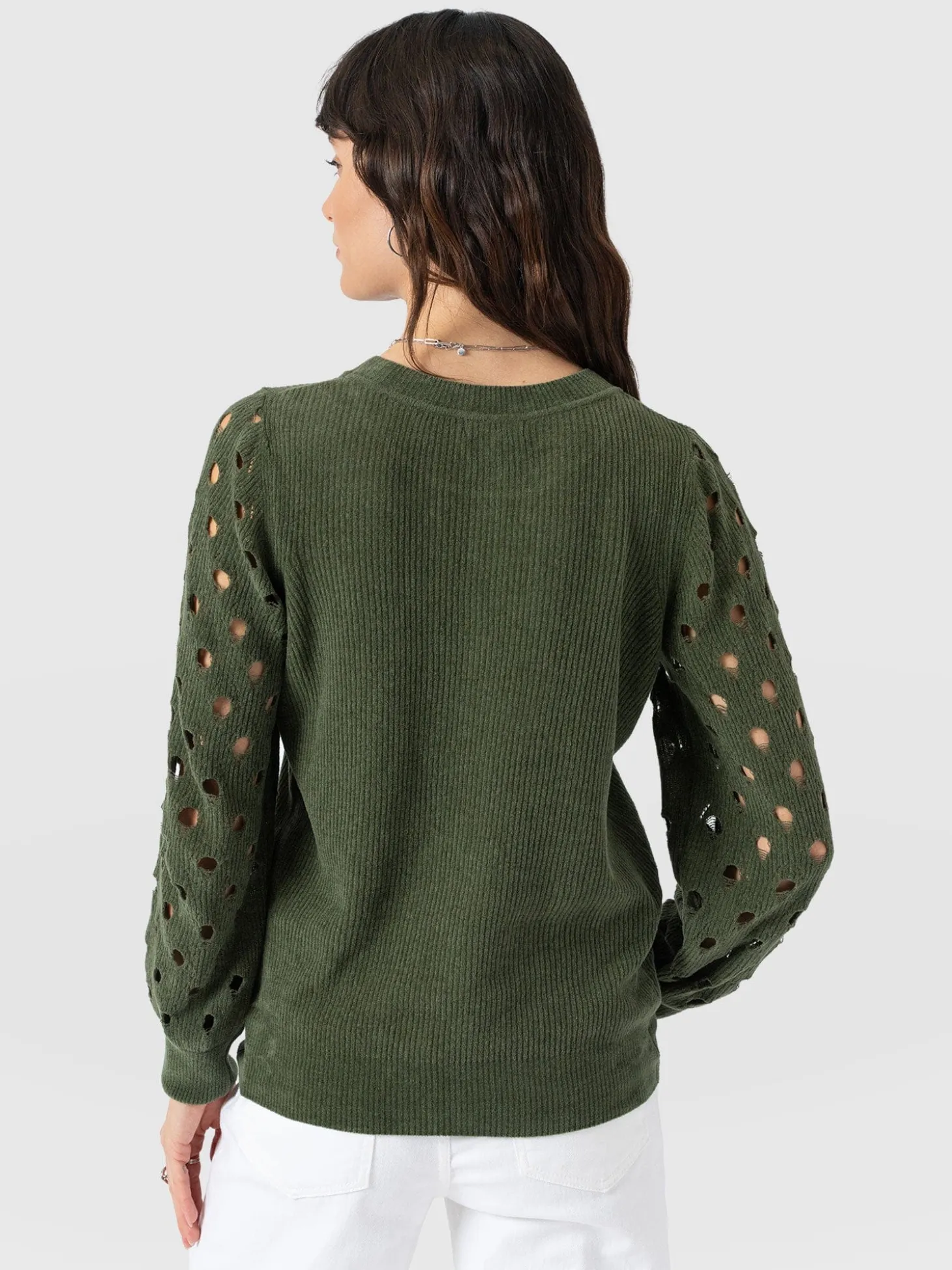 Suki Lace Hole Knit - Green