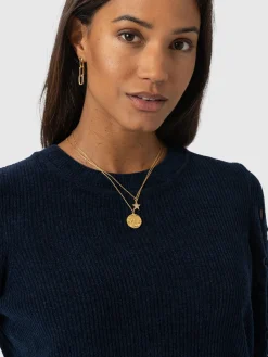 Suki Lace Hole Knit - Navy