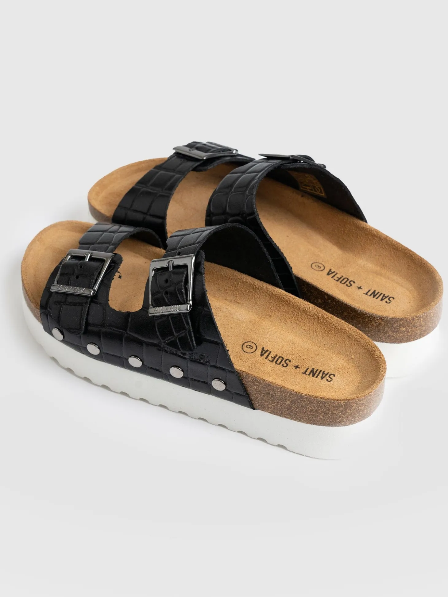 Sutton Slide - Black Croc Studded