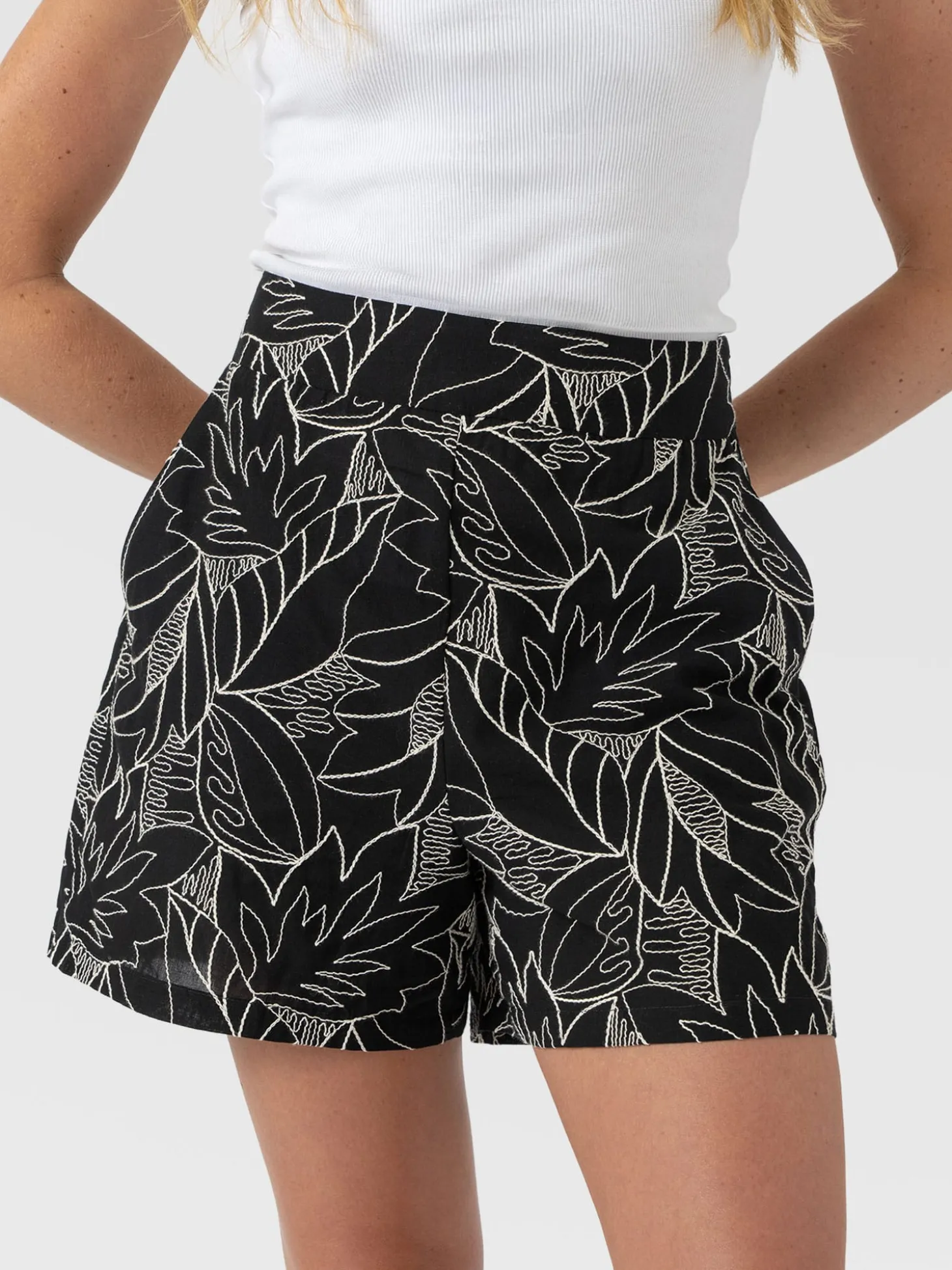 Tabitha Short - Black Embroidered