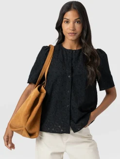 Tabitha Short Sleeve Blouse - Black