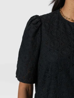 Tabitha Short Sleeve Blouse - Black