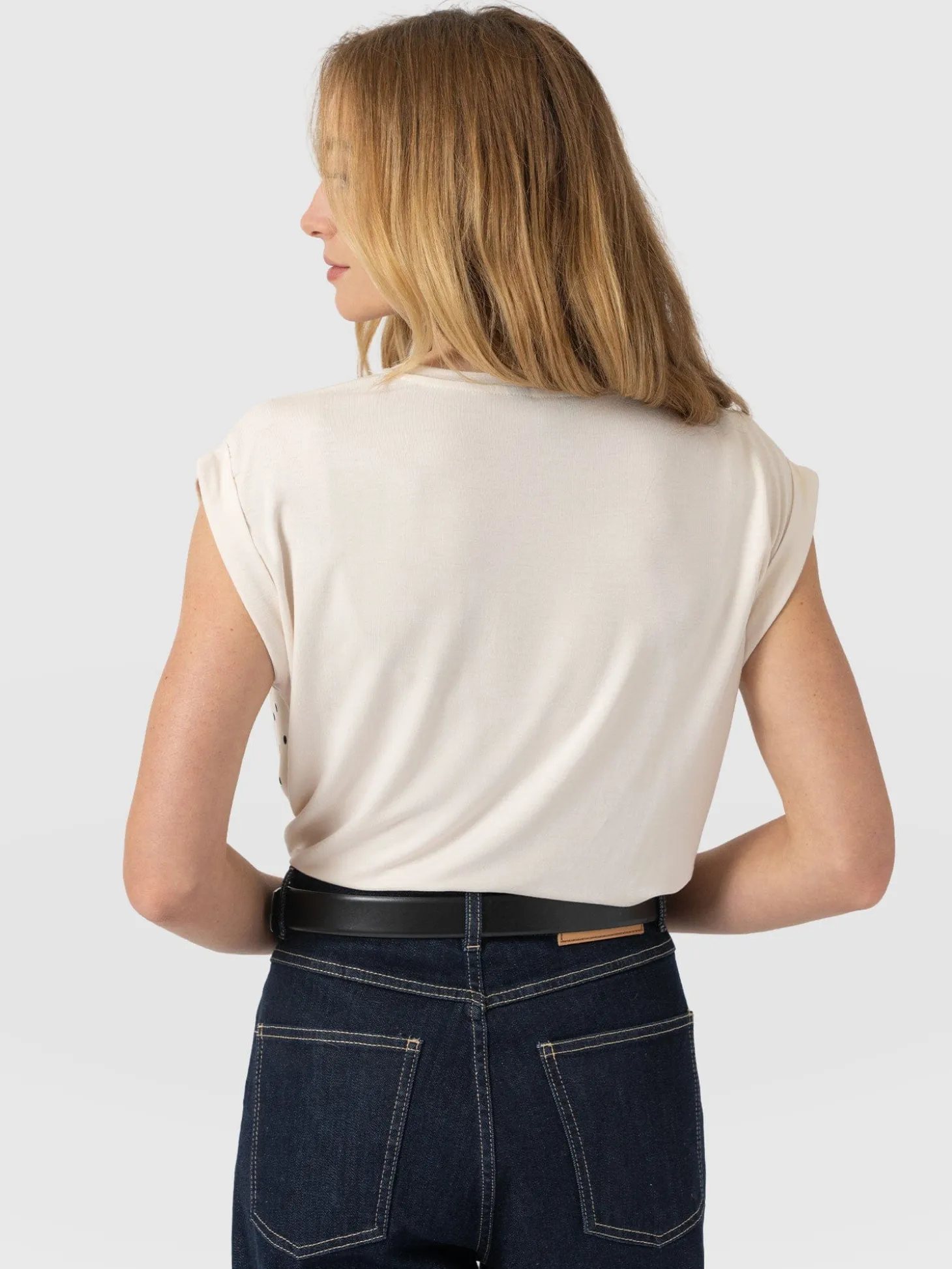 Turn Up Contrast Tee - Cream Polka Dot