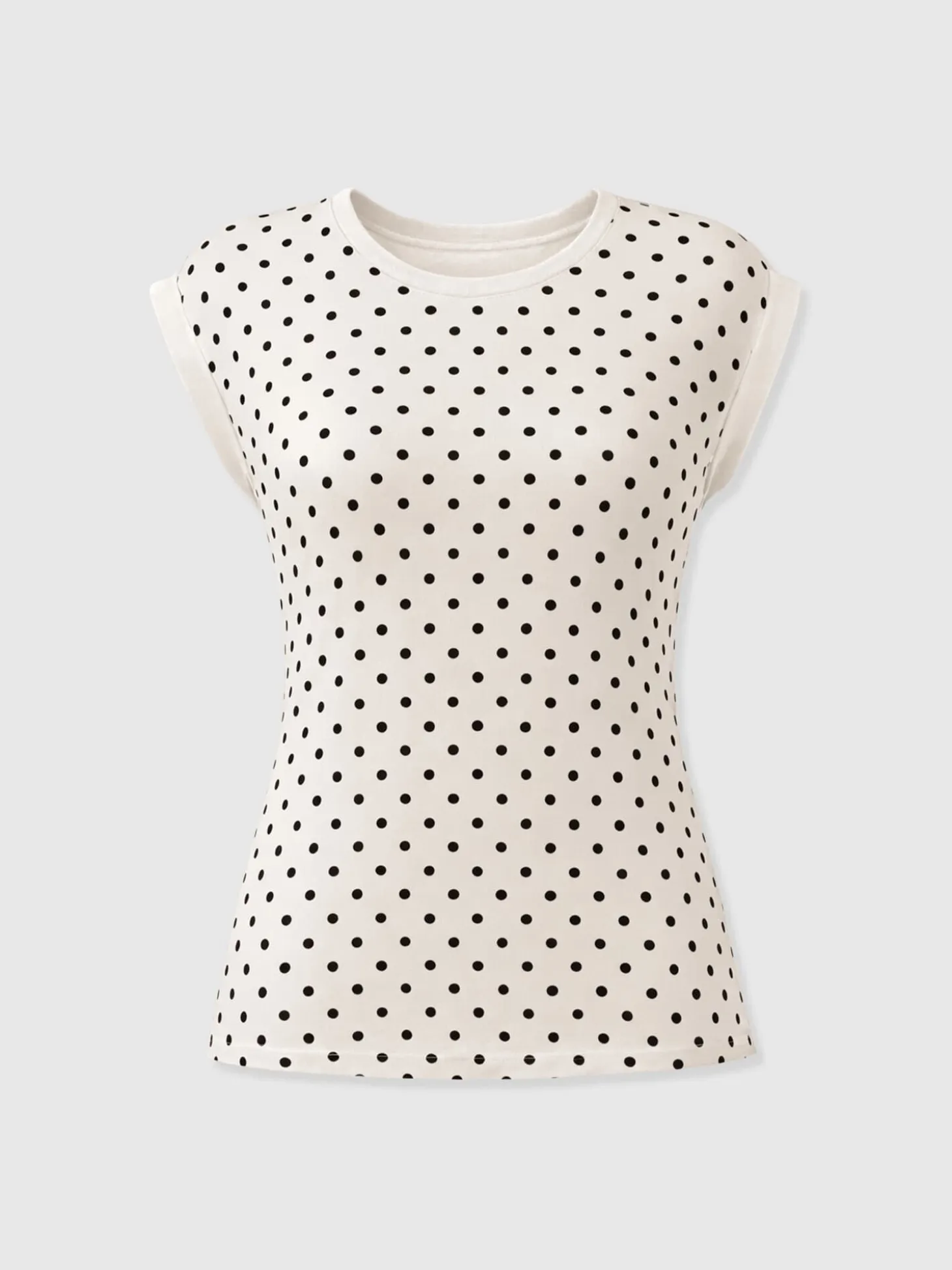 Turn Up Contrast Tee - Cream Polka Dot
