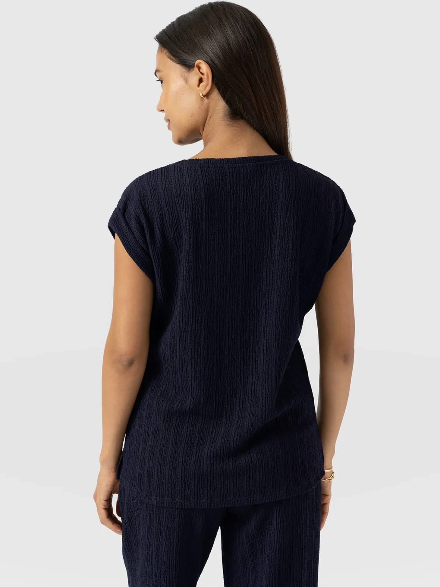 Turn Up Tee - Navy Textured