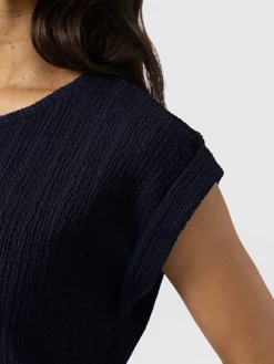 Turn Up Tee - Navy Textured