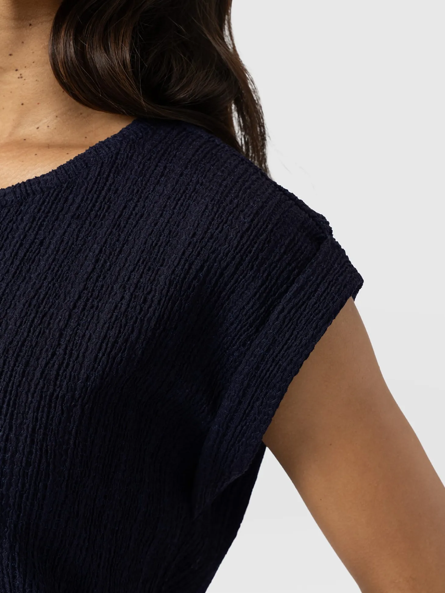 Turn Up Tee - Navy Textured