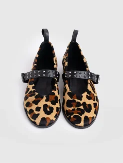 Vega Studded Ballerina Flats - Leopard