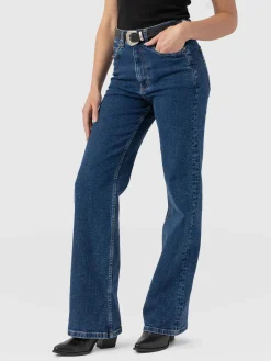 Wide Leg Jeans - Mid Blue